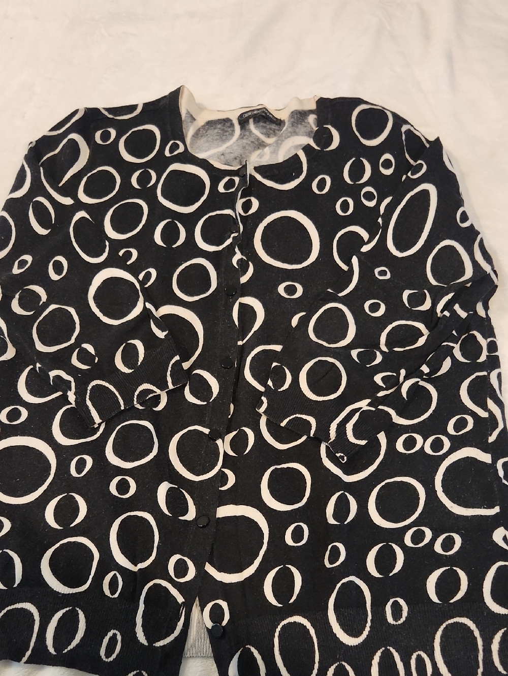 Designers Originals Black and White Graphic Knit Cardigan
